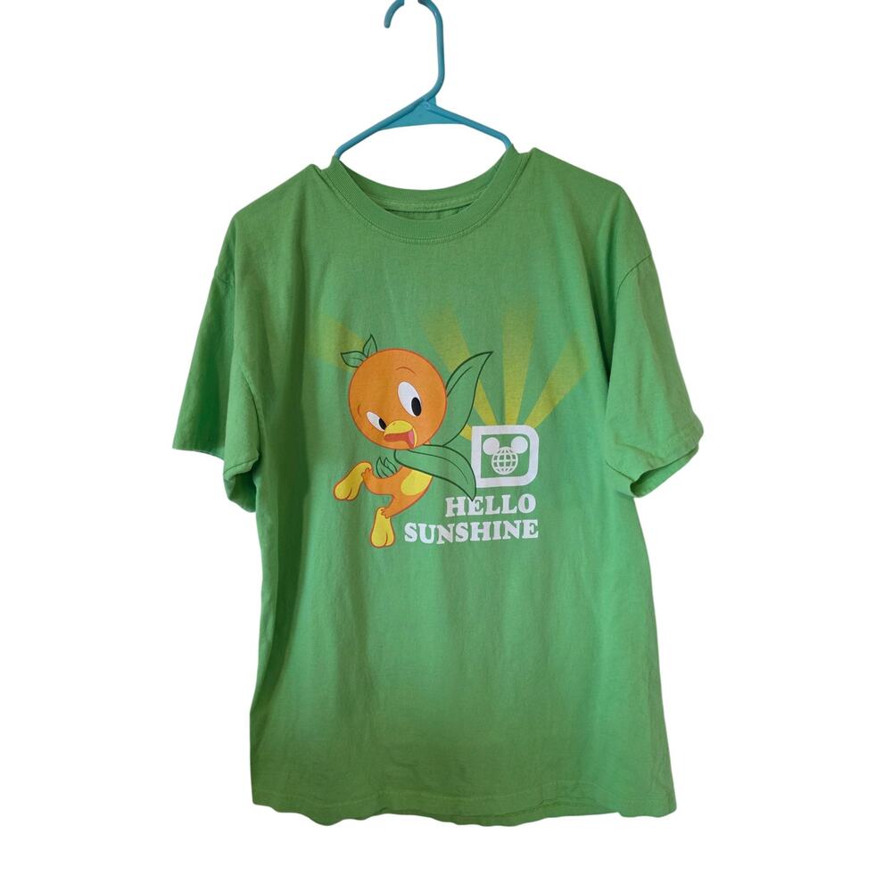 Disney Parks Orange Bird Hello Sunshine Short Sleeve Tee Size Large Green